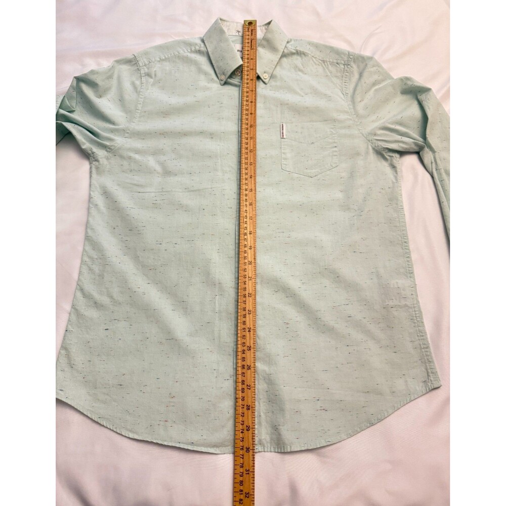 Ben Sherman Original Men's M Long Sleeve Button Down Shirt Mint Green Speckled - Picture 12 of 13